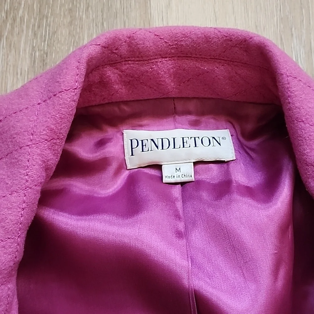 Pendleton Womens 100% Merino Wool Pink Button Down Hip Length Peacoat Sz Medium - Picture 5 of 15